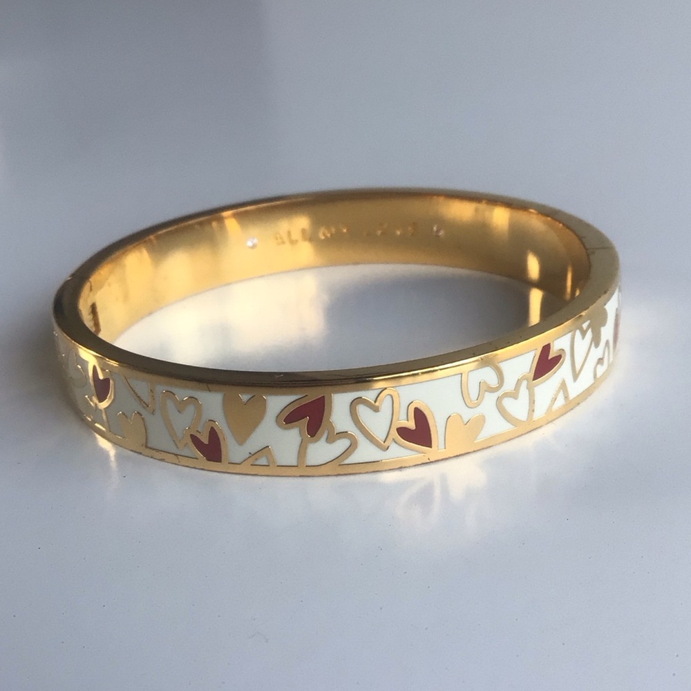 Kate Spade All My Love hearts gold plated Bangle Bracelet Rare - Picture 15 of 16